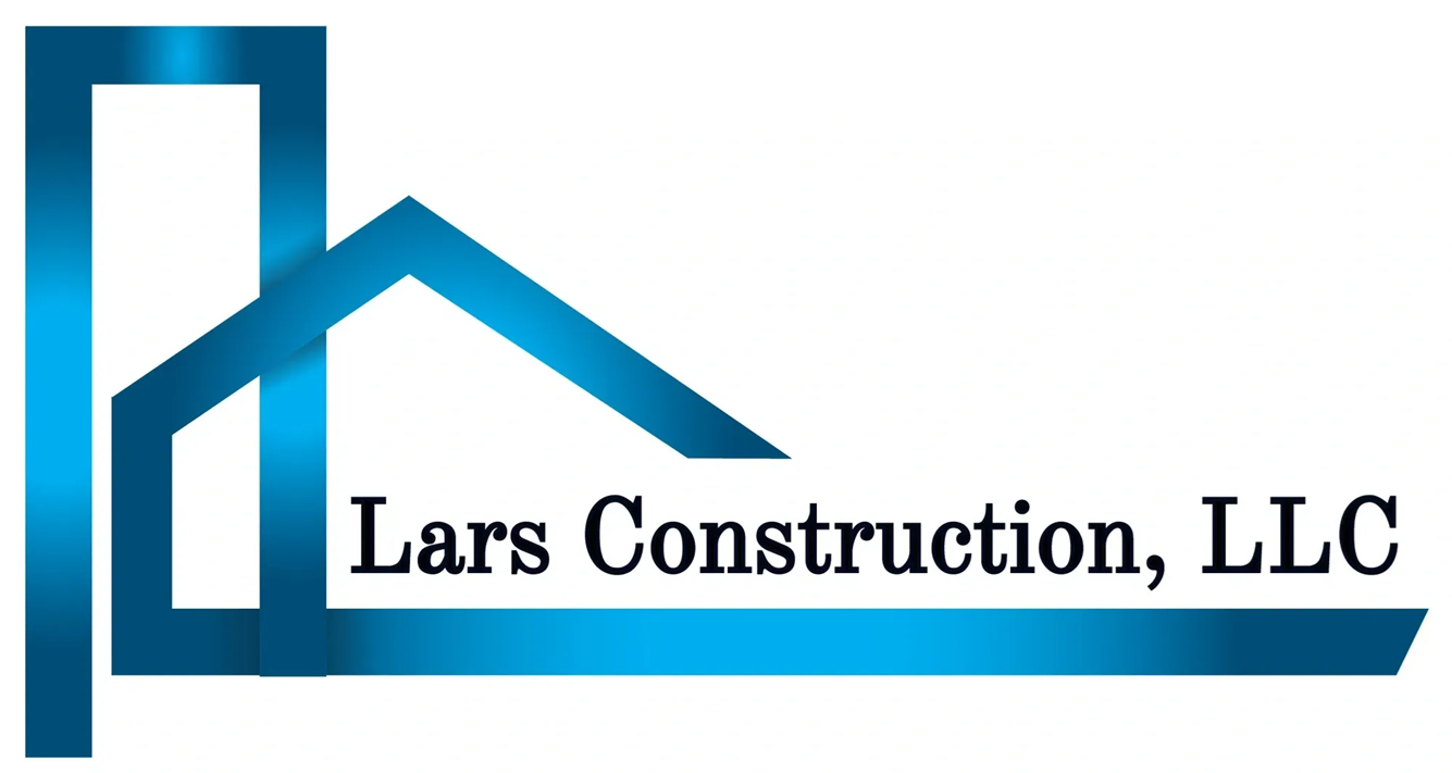 Lars Construction, LLC blue building and roof logo
